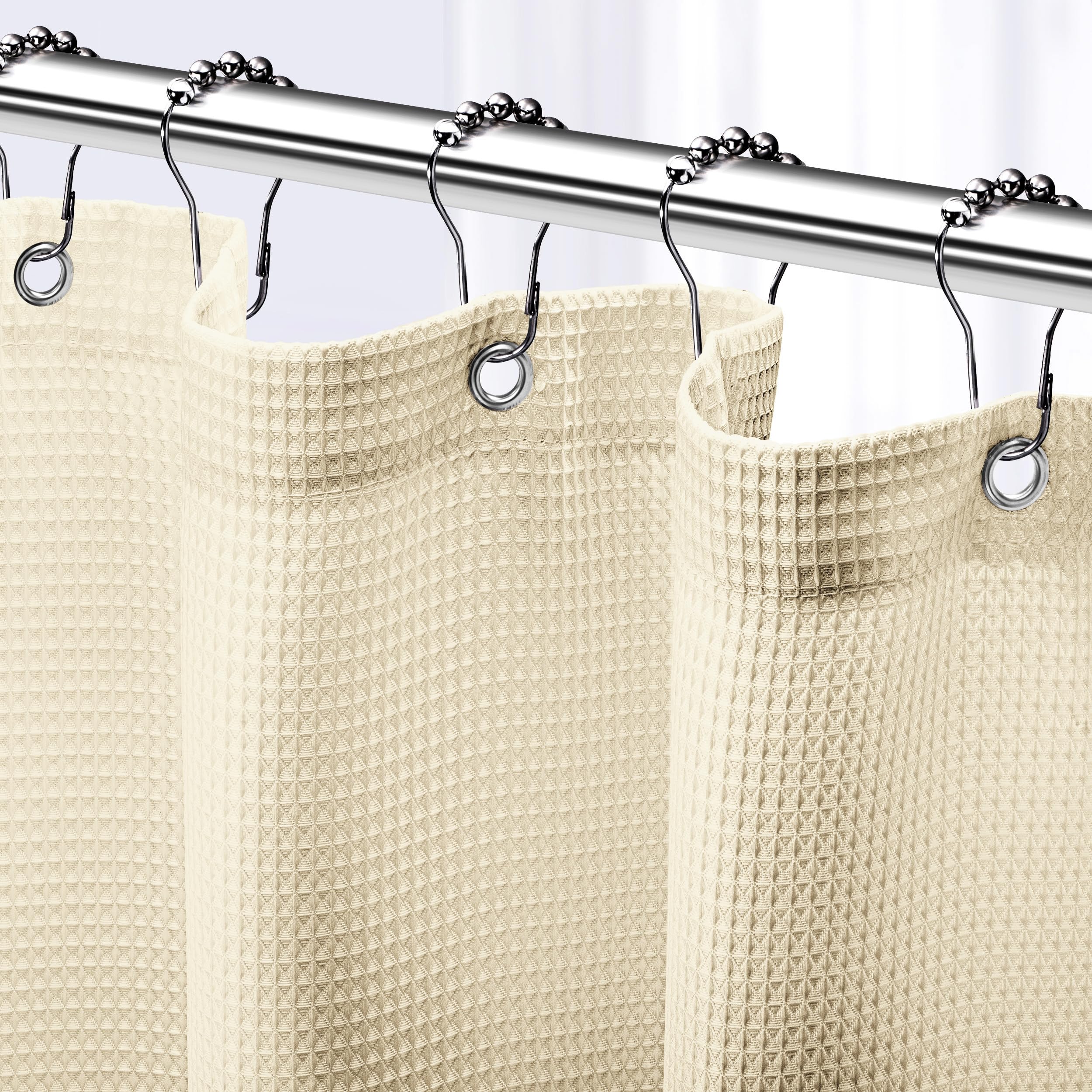 Neaterize Stall Shower Curtain Cream - Hotel Style Cream Shower Curtains For Bathroom With Waffle Design, 36X72 Inches - Fabric