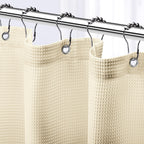 Neaterize Stall Shower Curtain Cream - Hotel Style Cream Shower Curtains For Bathroom With Waffle Design, 36X72 Inches - Fabric