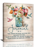 Farmhouse Scripture Wall Art Religious Bible Verses Canvas Prints Painting Rustic Floral Flower Pictures Framed Country Christia