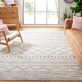 SAFAVIEH Arizona Shag Collection Area Rug - 8 x 10, Ivory & Grey, Moroccan Design, Non-Shedding & Easy Care, 1.6-inch Thick Id
