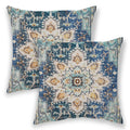 Betginy Boho Pillow Covers 24X24, Blue And Teal Ethnic Design Outdoor Decorative Throw Pillows For Couch, Carpet Pattern Decor C