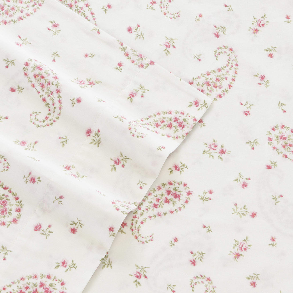 Laura Ashley - King Sheets, Soft Sateen Cotton Bedding Set - Sleek, Smooth, & Breathable Home Decor (Bristol Paisley, King)