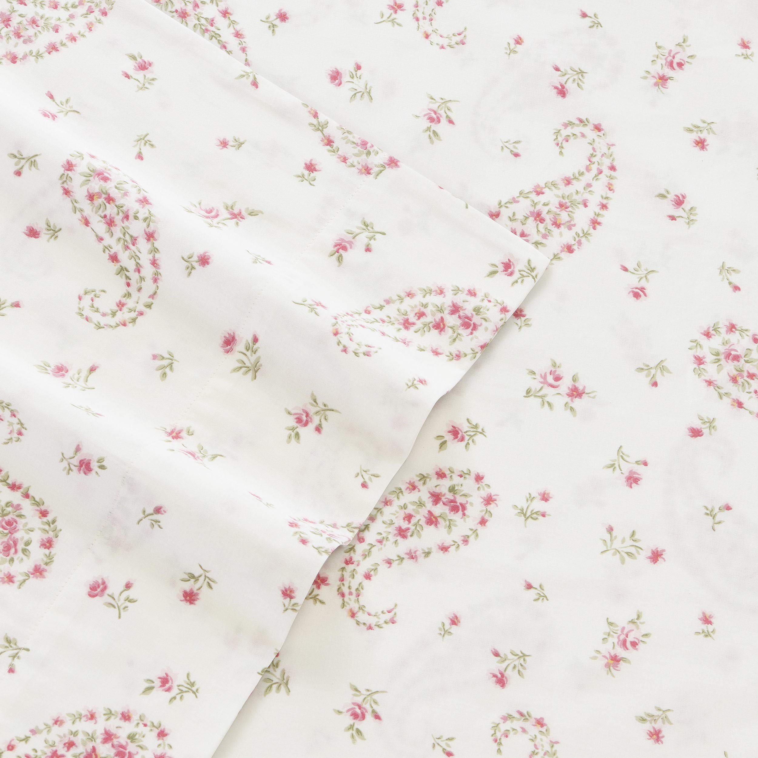 Laura Ashley - King Sheets, Soft Sateen Cotton Bedding Set - Sleek, Smooth, & Breathable Home Decor (Bristol Paisley, King)