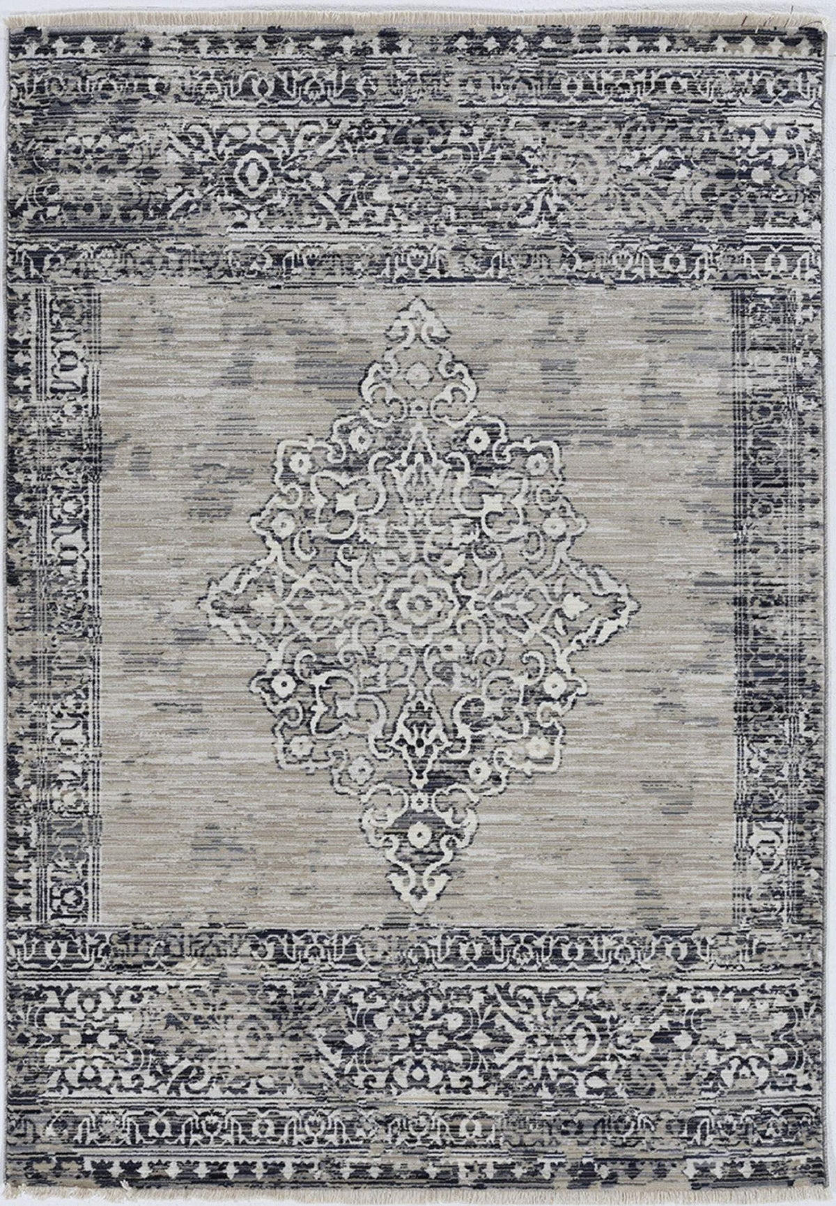 HomeRoots Decor 96' X 120' X 0.'5' Sand/Charcoal Polypropylene Rug