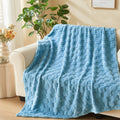 Newcosplay Super Soft Twin Blanket Blue Premium Silky Flannel Fleece 3D Checkered Lightweight Bed Blanket All Season Use (Blue C