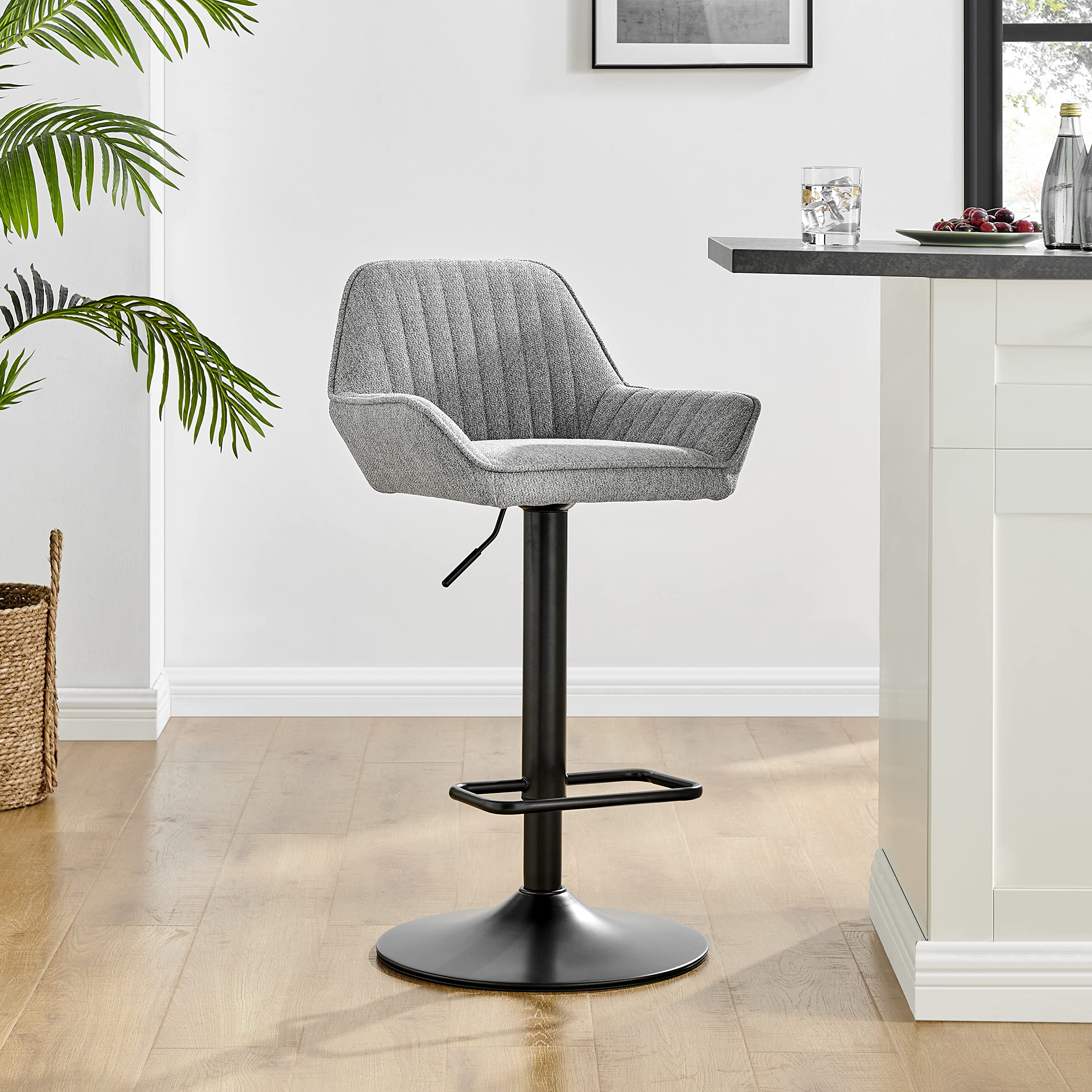 Npd Furniture And More Luther Fabric Gaslift Swivel Bar Stool, Strata Gray - (Set Of 2)