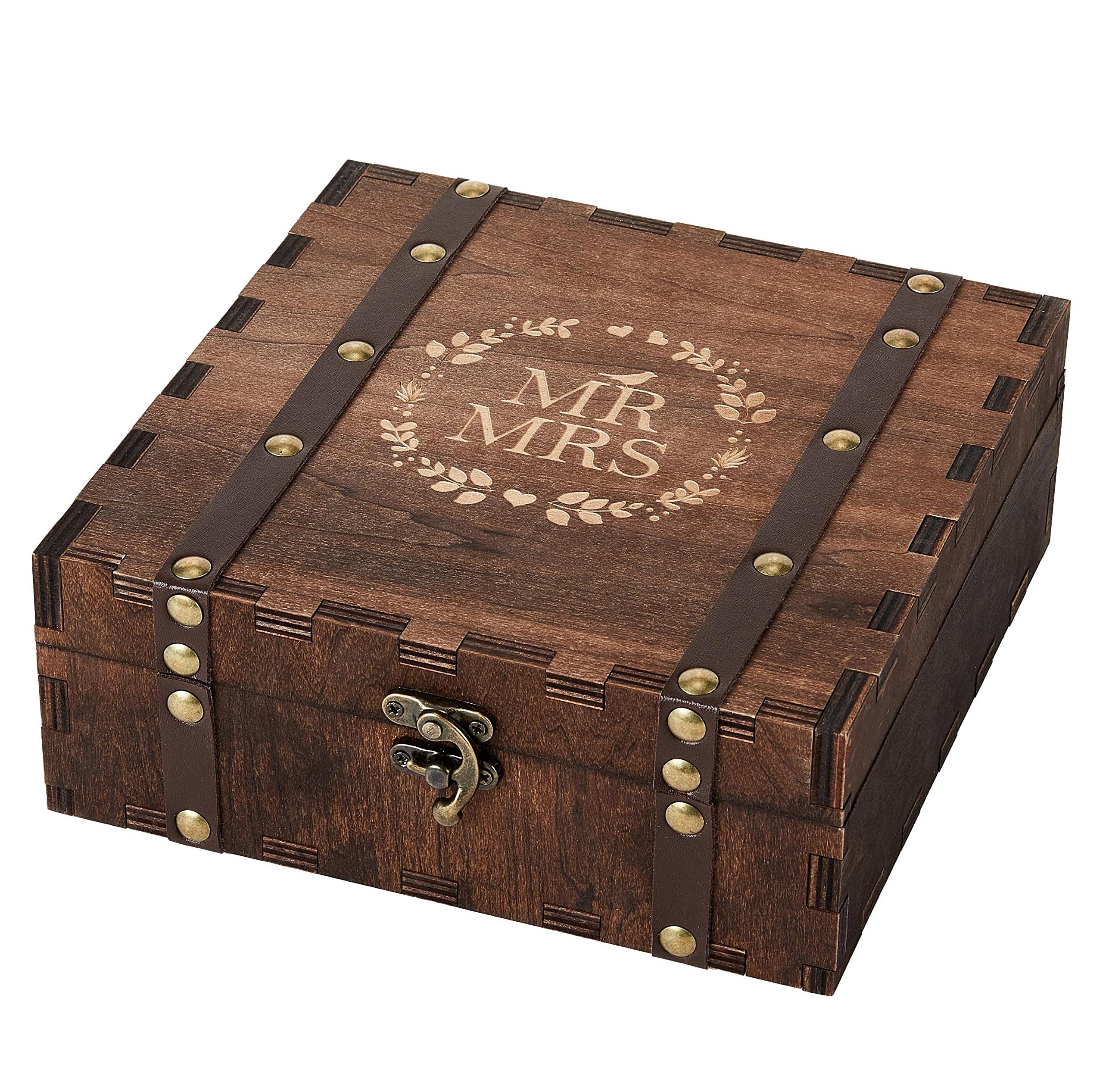 AW BRIDAL Wedding Keepsake Box with Lids Wood Memory Box Bridal Shower Gifts Wedding Engagement Gifts for Couples Mr Mrs Storage