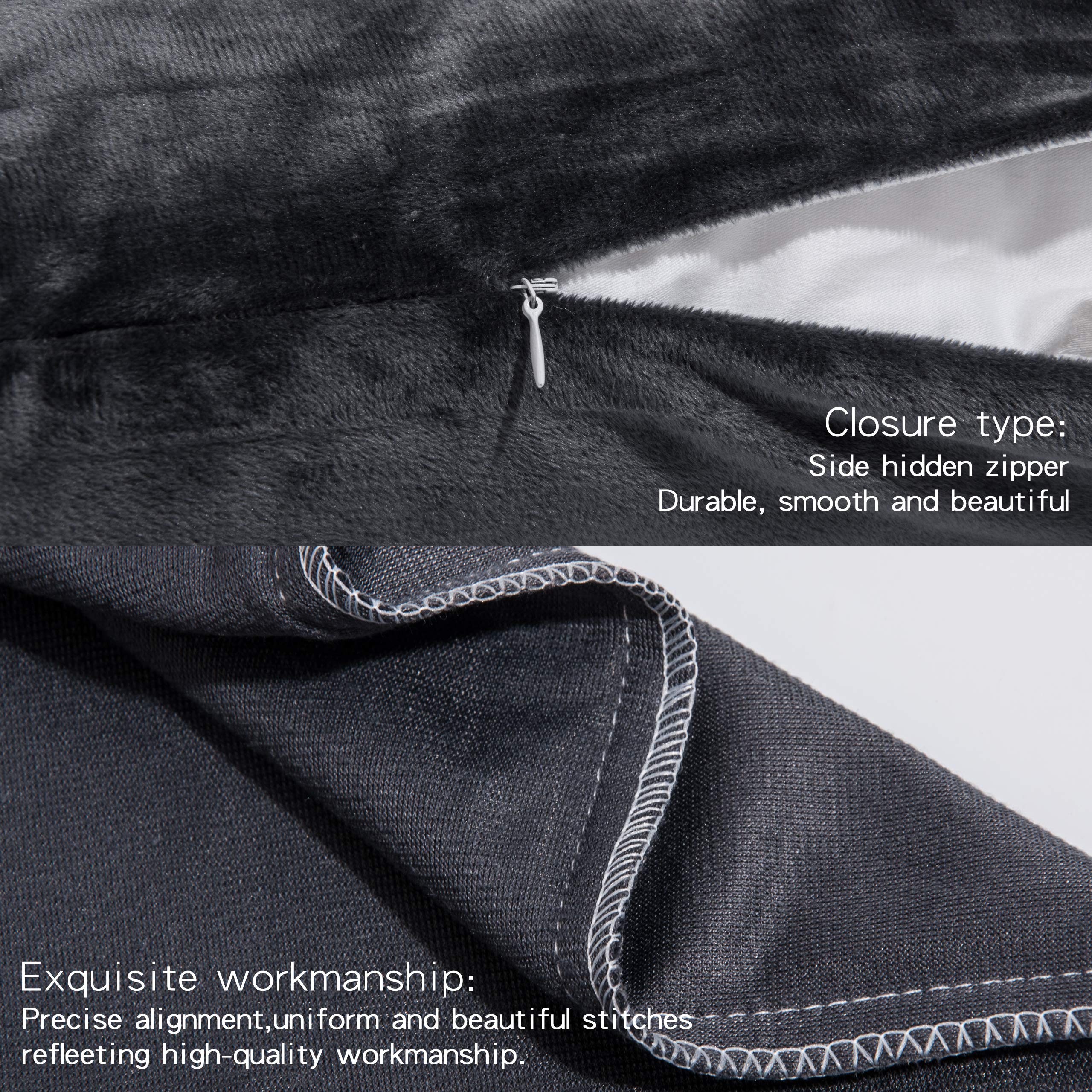 Ntbay 2 Pack Zippered Velvet King Pillowcases, Super Soft And Cozy Luxury Fuzzy Flannel Pillow Cases With Zipper, 20X36 Inches,