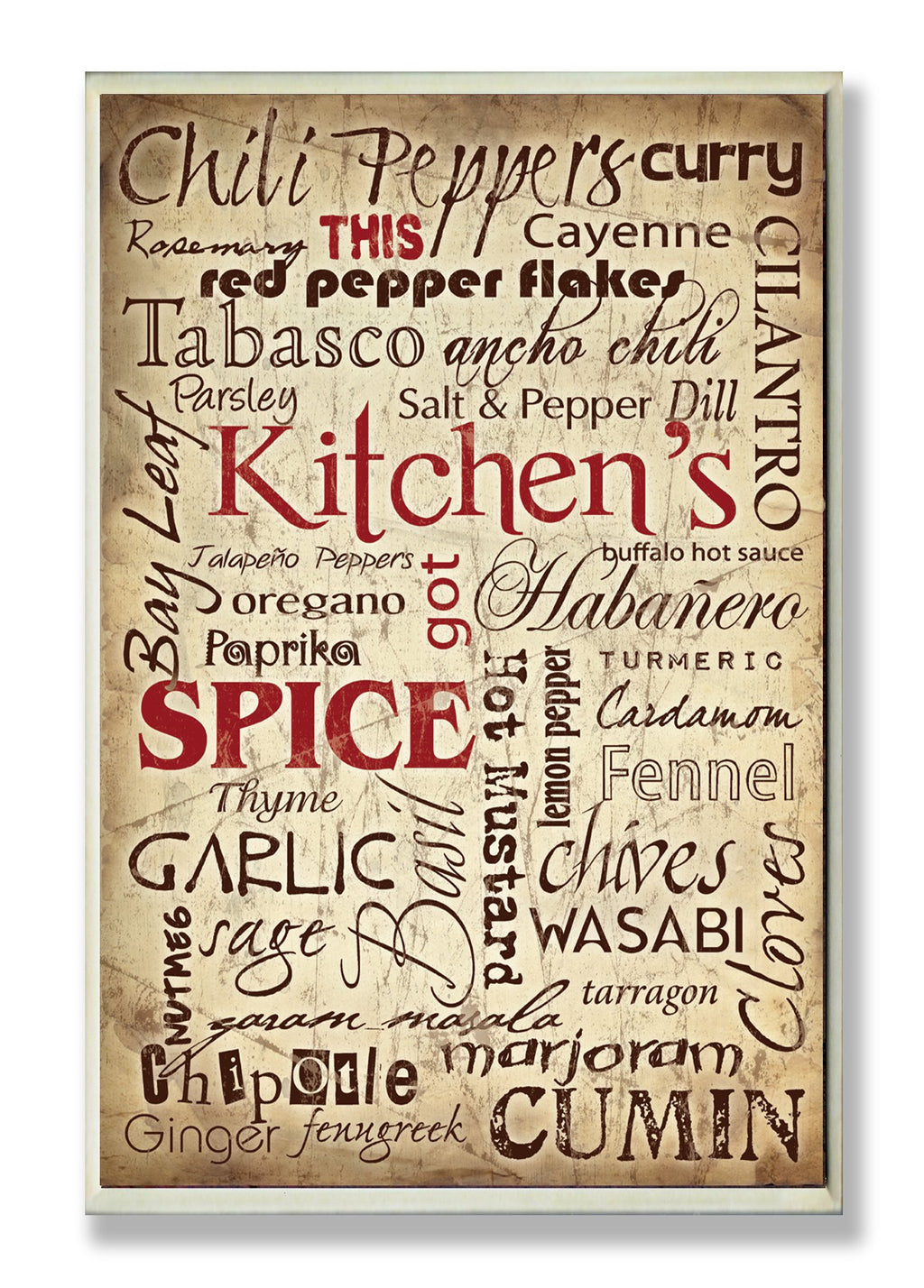 Stupell Home D  cor Kitchen Spice Typography Wall Plaque, 10 x 0.5 x 15, Proudly Made in USA