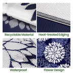 Luxstep Outdoor Rug Waterproof Outdoor Plastic Straw Rug Reversible Patio Rug Mat Outdoor Decor Large Area Mats For Rv, Picnic, Backyard, Deck, Balcony, Porch, Beach, Camping, 6'X 9',Blue