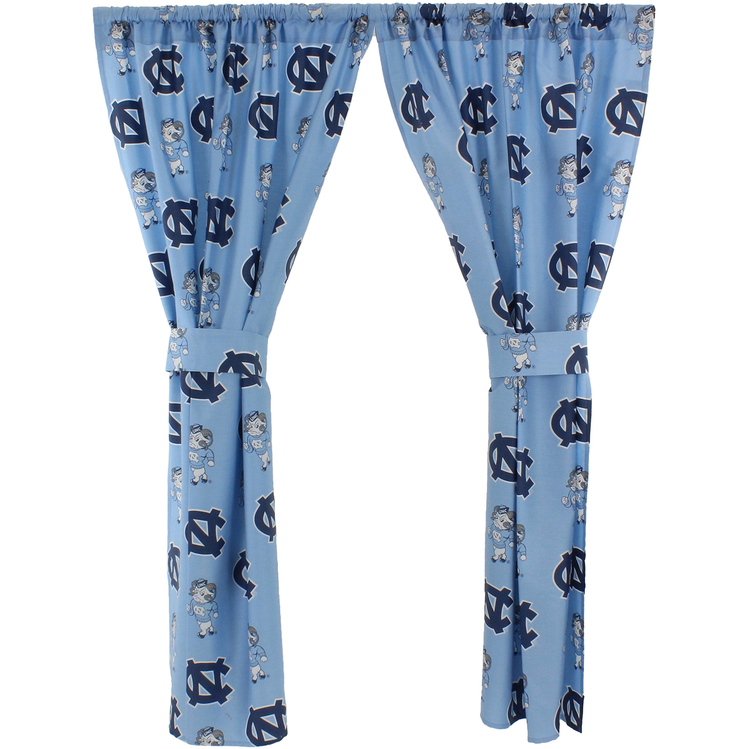 College Covers Everything Comfy North Carolina Tar Heels Curtain Panel Set, 2 Panels, 2 Matching Tie Backs, 42 Inches Wide By 63