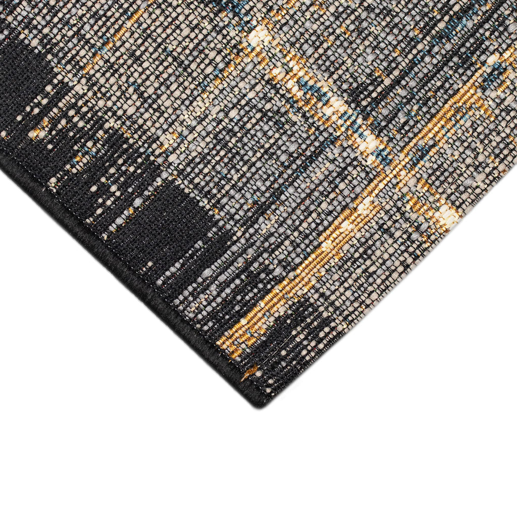 Liora Manne Marina Low Profile Durable Indoor/Outdoor Woven Rug- Tribal Stripe Black 6'6' X 9'4'