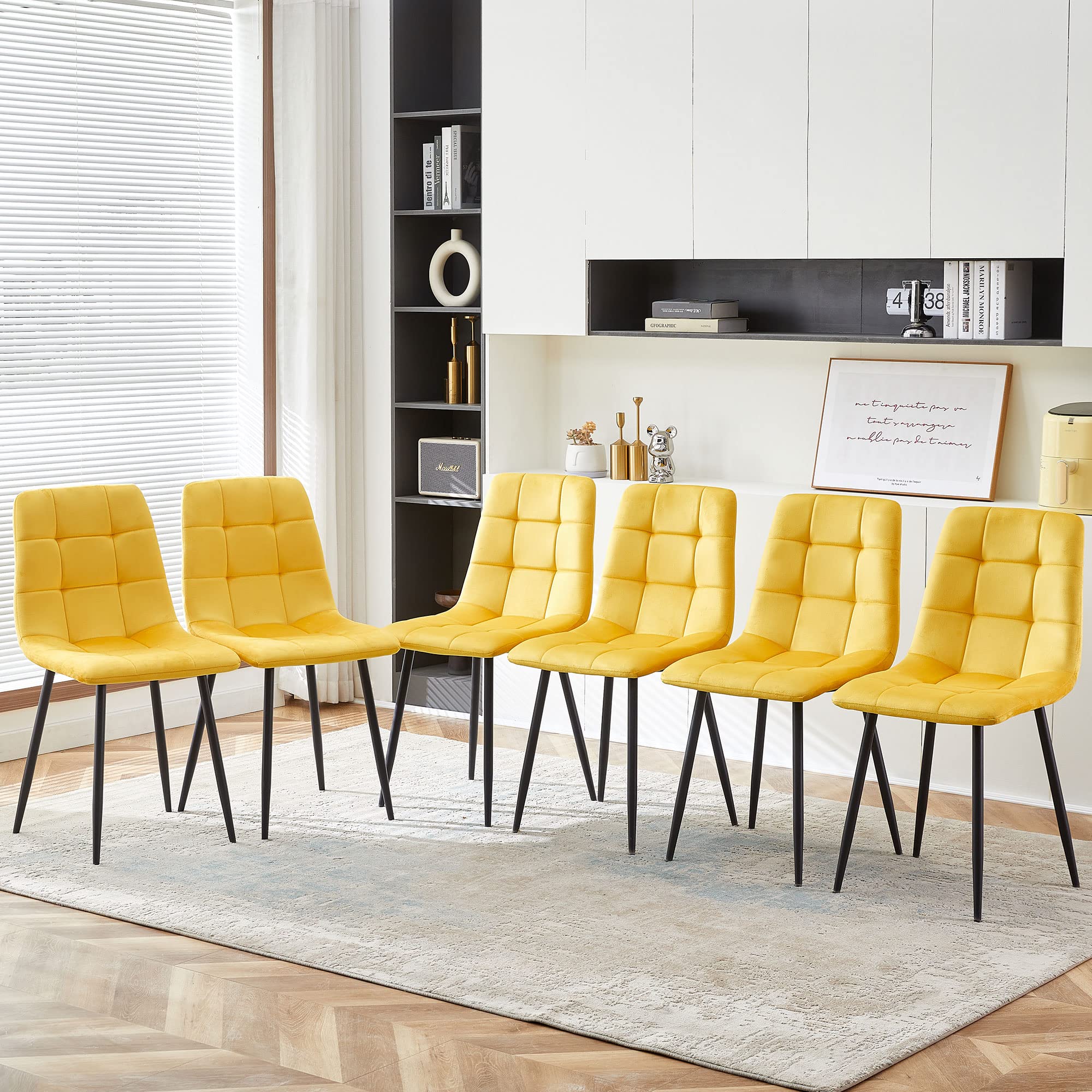 Nordicana Grey Velvet Dinner Chairs Set Of 6 Modern Armless Dining Side Chairs With Metal Legs For Kitchen Living Room Vanity