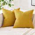 Miulee Pack Of 2 Decorative Throw Pillow Covers Farmhouse Linen Burlap Square Solid Throw Cushion Cover Pillowcase For Sofa Couch 20X20 Inch 50X50 Cm Bright Yellow
