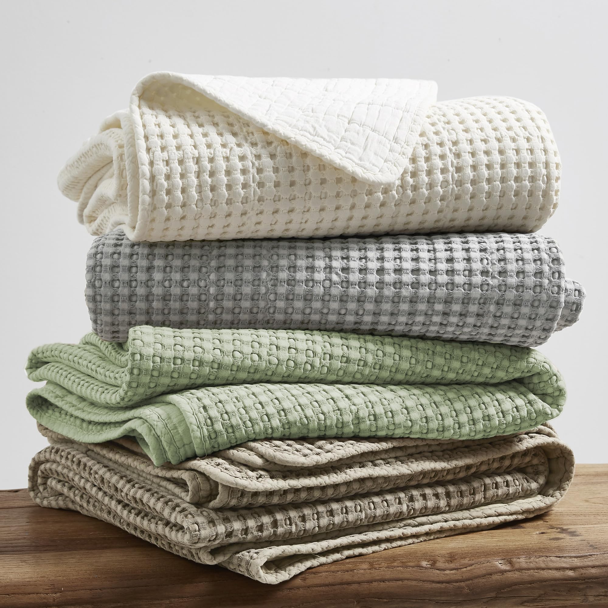Levtex Home - Mills Waffle - King/Cal King Quilt Set - Desert Sage Cotton Waffle - Quilt Size (106 X 92In.), Sham Size (36 X 20I