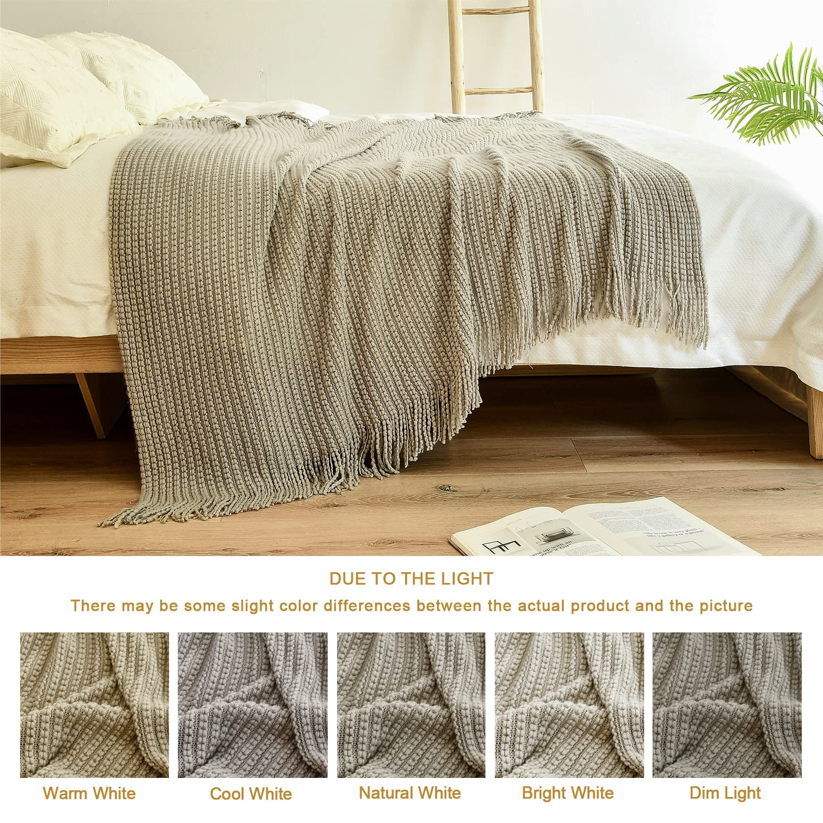 Blagic Knitted Throw Blanket For Couch,Soft Farmhouse Throw Blanket With Tassels,Home Decorative Lightweight Throw Blankets,Came