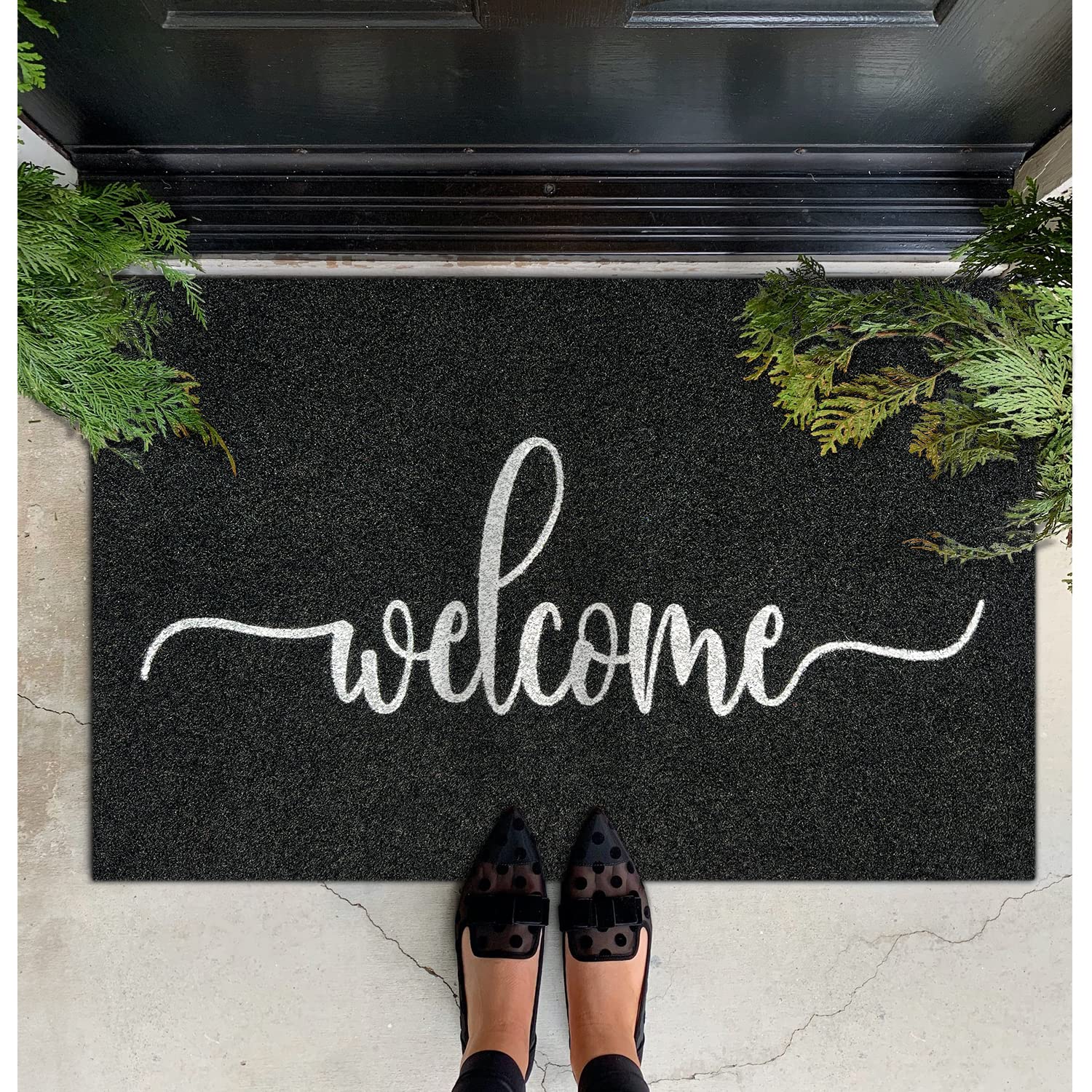 Mwazzll Large Welcome Door Mat Outdoor Indoor Non Slip Doormat 36'X24' Low-Profile Super Absorb Mud Easy To Clean Front Door M