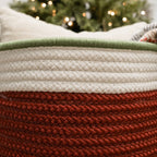 Colonial Mills Donner Accent Stripe Christmas Decorative Braided Basket, 16&Quot;X16&Quot;X12&Quot;, Sleigh Red