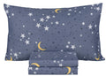 Scientific Sleep Moon & Stars Boys Girls 100% Cotton 3 Pcs Twin Bed Sheet Set Kids Toddler Teen, Flat Sheet & Fitted Sheet & Pil