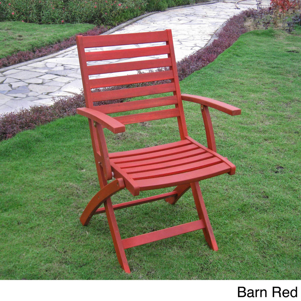 International CaravanInternational Caravan Royal Fiji Acacia Wood Folding Ladder Back Armchair (Set of 2) Barn Red