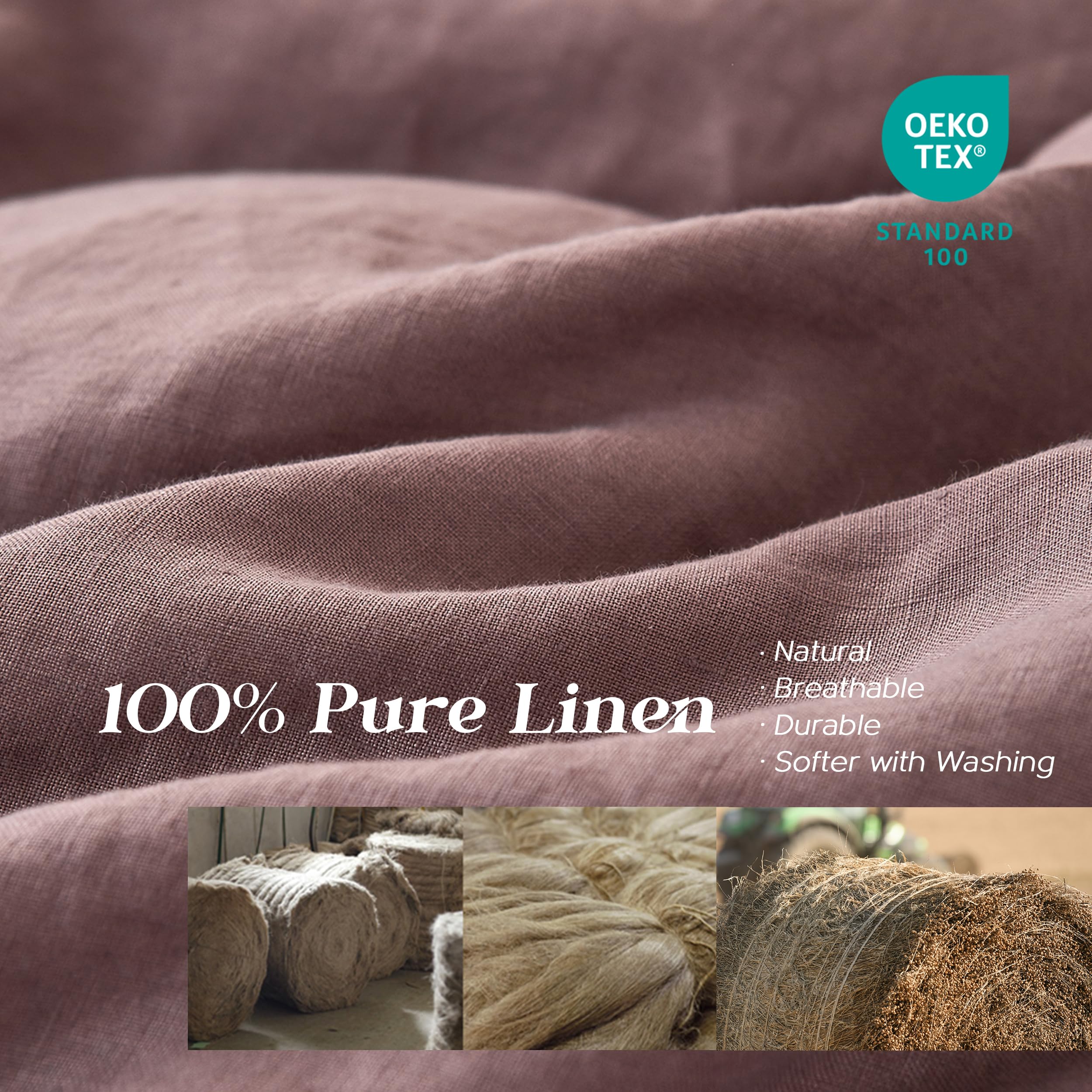 Simple&Opulence 100% Linen Duvet Cover Set, Pure Natural French Flax Purple Duvet Cover Twin Size, Breathable Soft Comfy Linen B