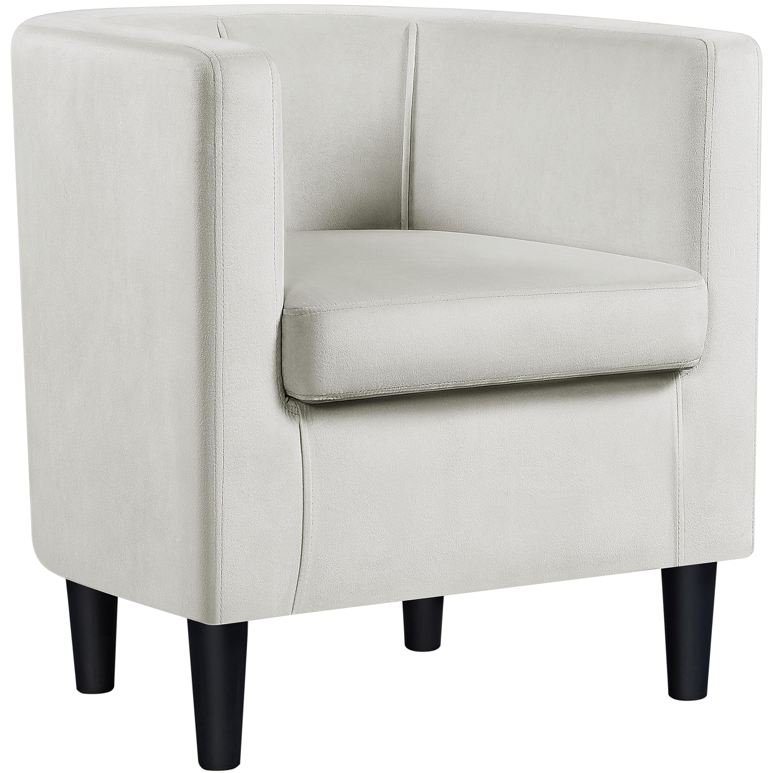Yaheetech Velvet Accent Chair, Modern and Comfortable Armchairs, Upholstered Barrel Sofa Chair for Living Room Bedroom Waiting R