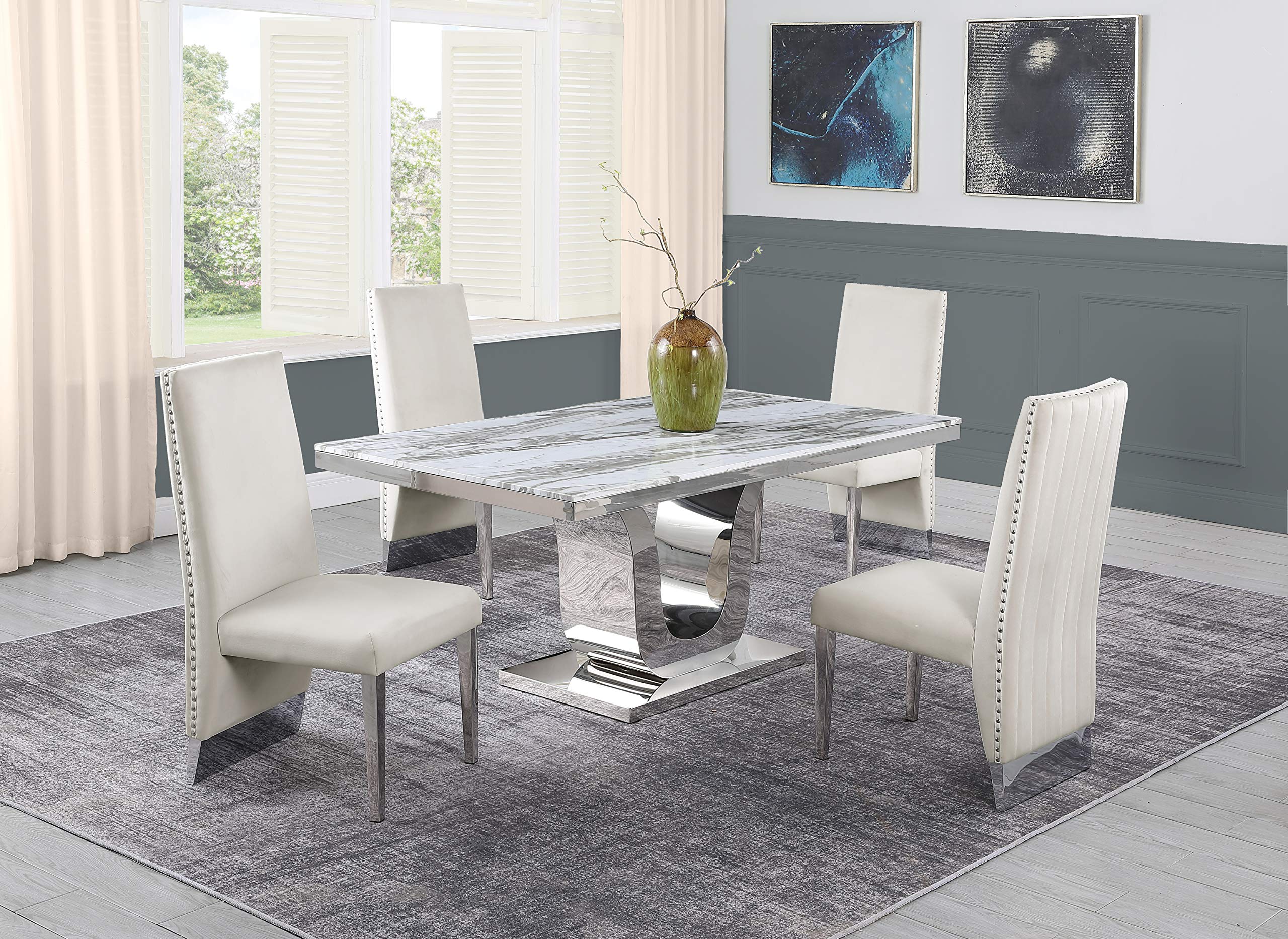 Furniture D14-4Sc167 Dining Set, Beige