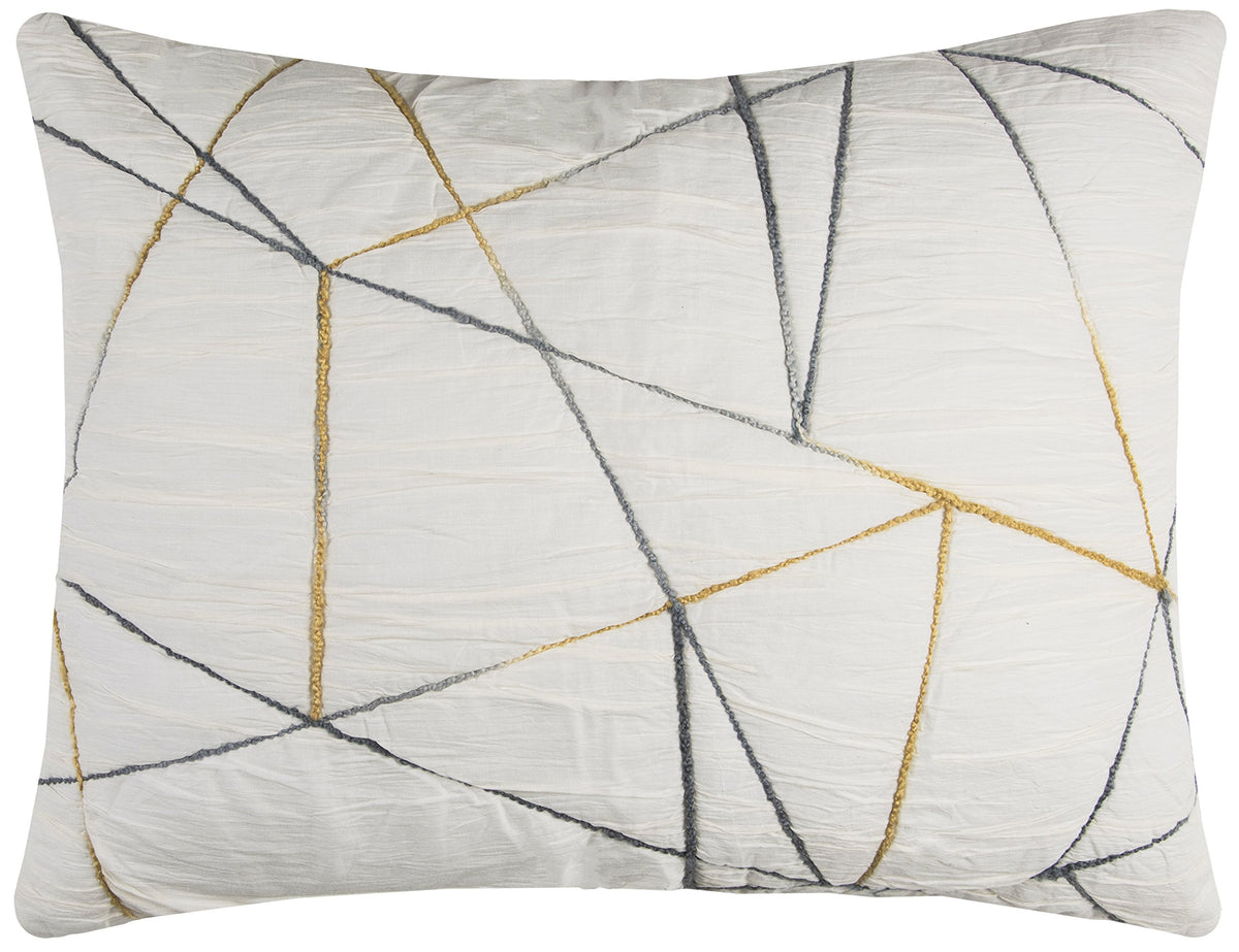 Rizzy Home | BQ4189 | Standard Sham | 20&quot;x26&quot; White/Gray/Yellow Abstract