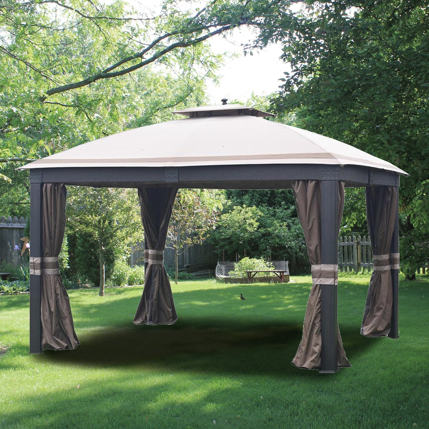 Garden Winds Replacement Canopy For The Allen Roth Wicker Gazebo - Standard 350 - Beige