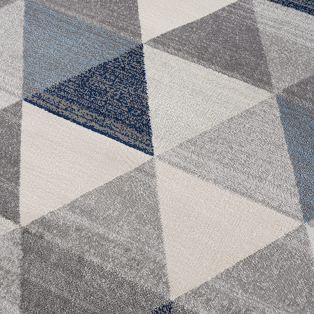 HomeRoots 100% Polypropylene 2’ x 8’ Navy Blue Geometric Diamond Runner Rug