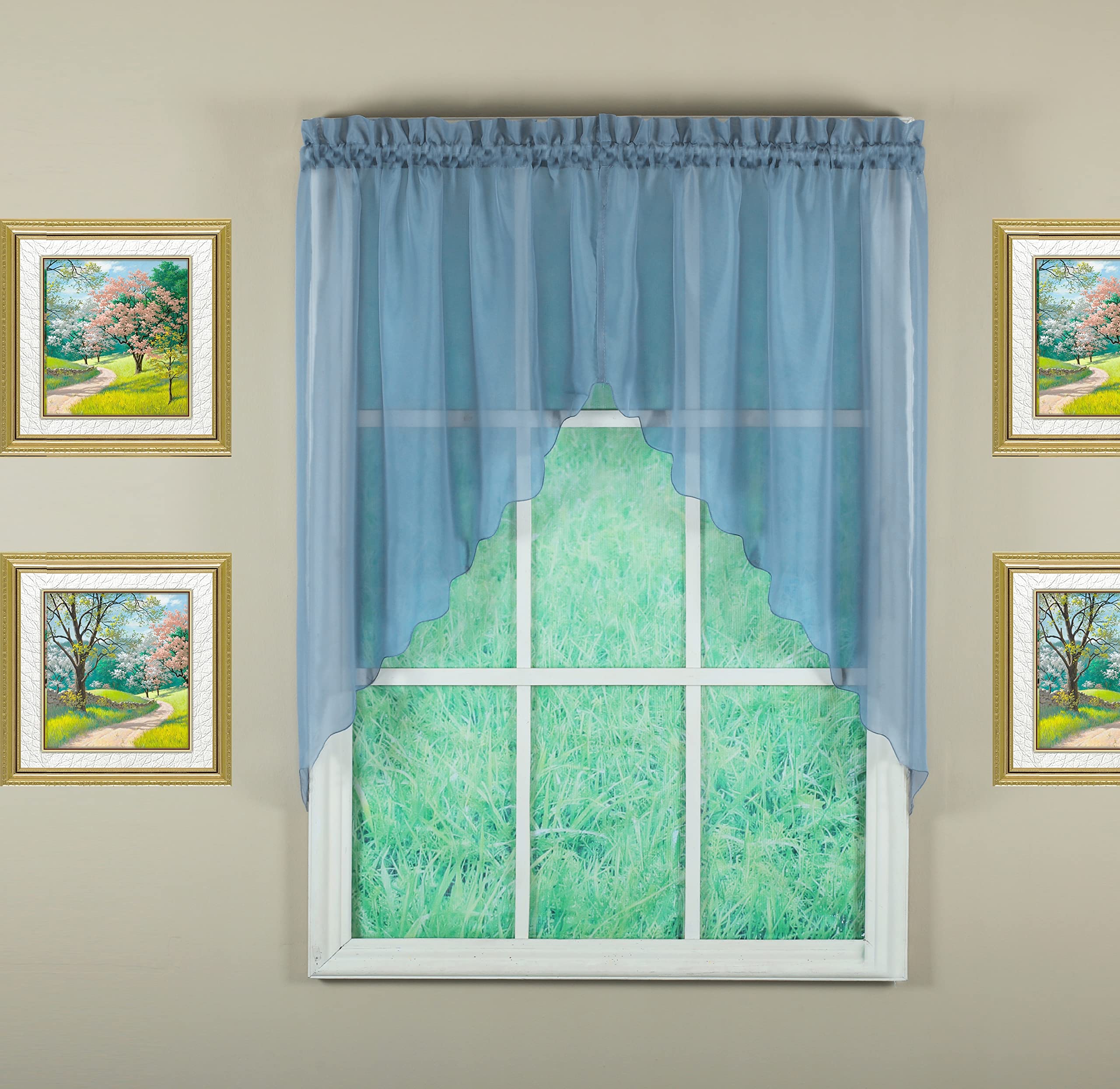 Today'S Curtain Emelia Original Voile Swag Pair 38', Wedge Blue, 60' W X 38' L