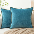 Decoruhome Chenille Soft Throw Pillow Covers 22X22 Set Of 2, Farmhouse Velvet Pillow Covers, Decorative Square Pillow Covers Wit