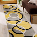 Rugshop Contemporary Abstract Circles Easy Maintenance for Home Office,Living Room,Bedroom,Kitchen Soft Runner Rug 2 x 10 Yell