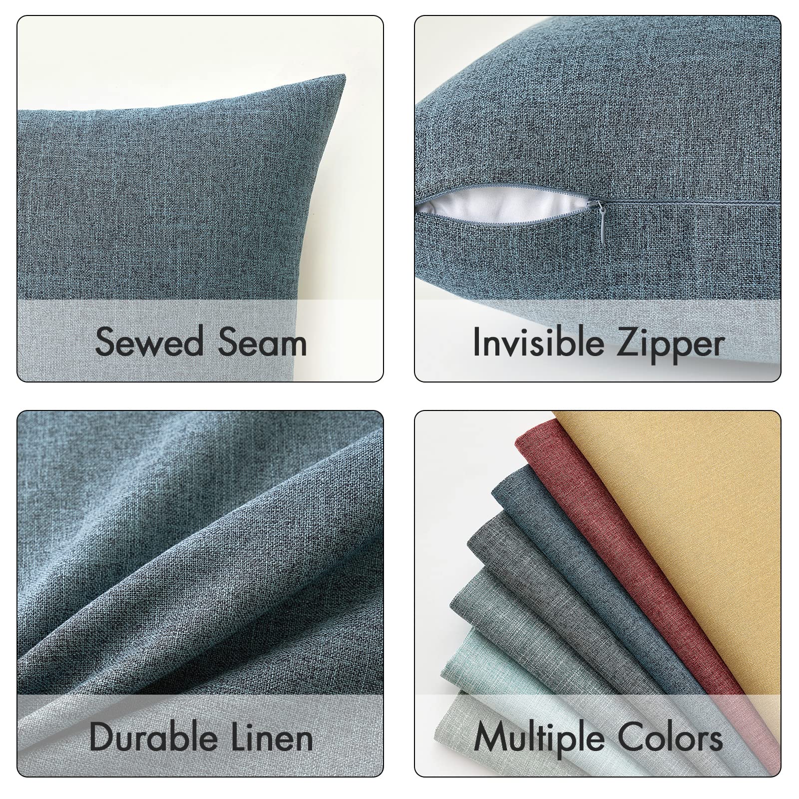 Miulee Pack Of 2 Decorative Throw Pillow Covers Linen Burlap Square Solid Farmhouse Modern Concise Throw Cushion Case Pillowcase For Sofa Car Couch 20X20 Inch Dusty Blue