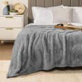 Pavilia Sherpa Bed Blanket King Size, Grey Plush Soft Cozy Blanket For Bed, Fluffy Lightweight Microfiber, Fuzzy All Season Blan