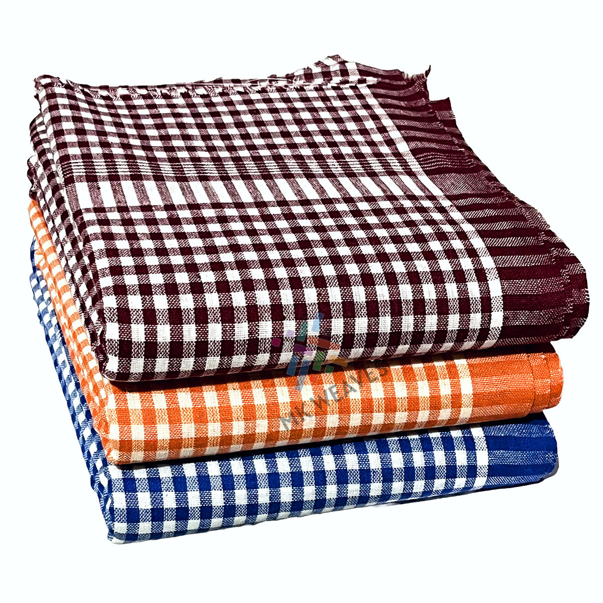 Mk weaves Cotton Bath Towels 249 GSM Set of 3 (30X60 Inches) Orange, Brown, Blue