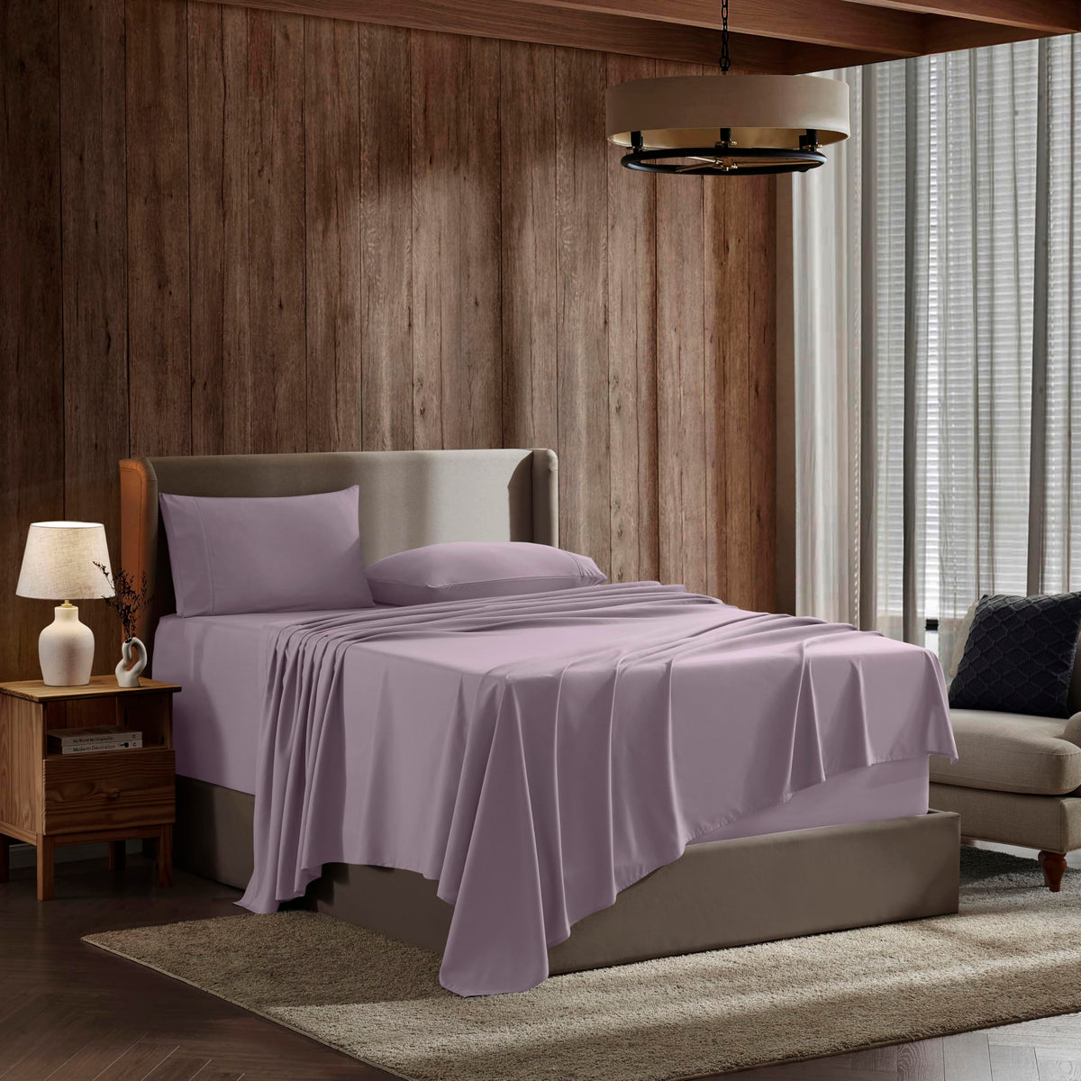 Nestl Full Size Sheet Sets - 4 Piece Full Size Sheets, Deep Pocket, Hotel Luxury, Extra Soft, Breathable And Cooling, Dusty Purp