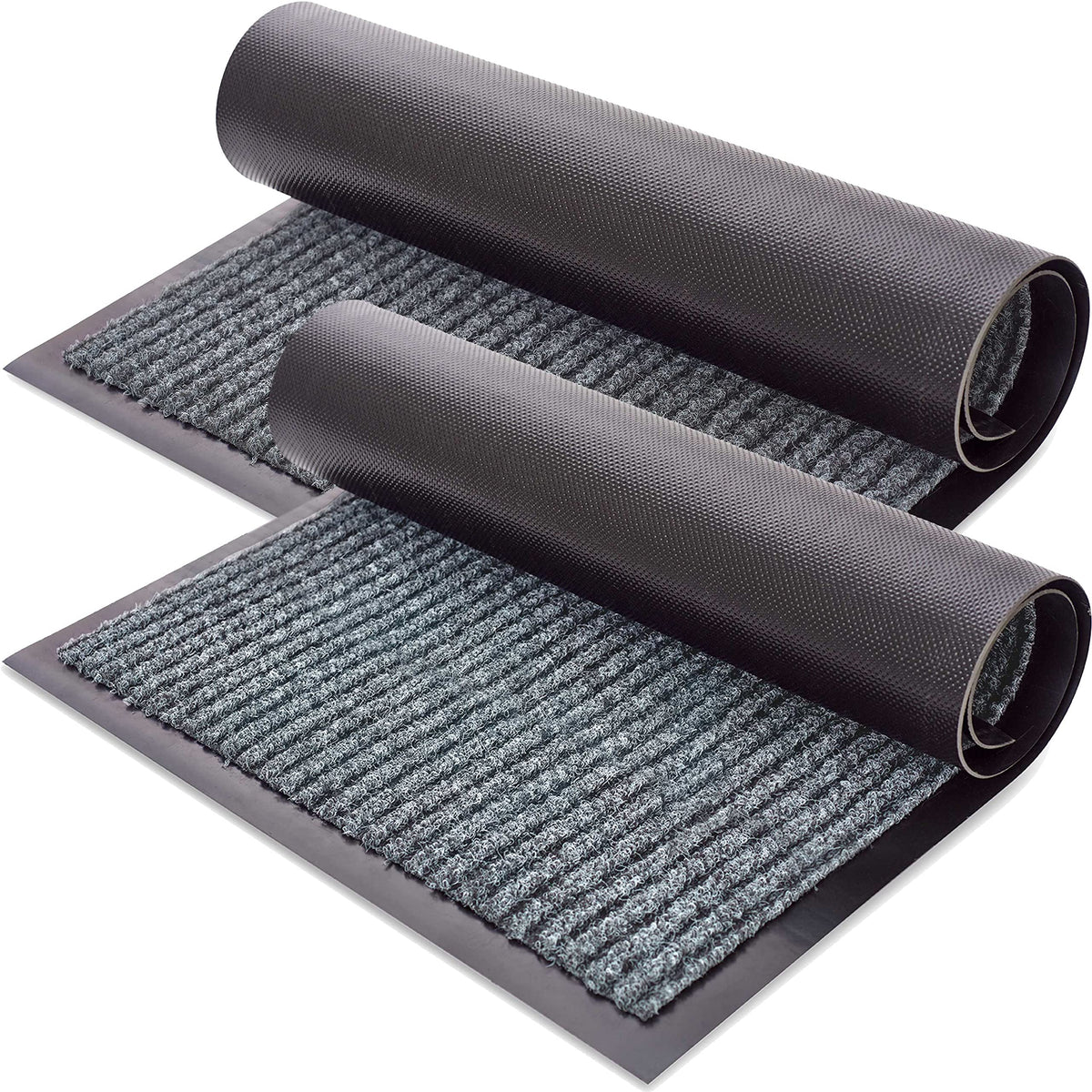 Sierra Concepts Front Door Mat Welcome Mats 2-Pack - Indoor Outdoor Entryway Mats For Shoe Scraper, Ideal For Inside Outside Home High Traffic Area, Battleship Gray 30 Inch X 17 Inch