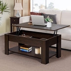 Yaheetech Lift Top Coffee Table With Hidden Compartment And Storage Shelf, Rising Tabletop Dining Table For Living Room Reception Room, 47.5In L, Espresso