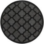 Nourison Easy Care Indoor/Outdoor Charcoal Black 5' X Round Area Rug, Easy Cleaning, Non Shedding, Bed Room, Living Room, Dining Room, Backyard, Deck, Patio (5 Round)