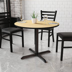 Flash Furniture Graniss 36'' Round Natural Laminate Table Top with 30'' x 30'' Table Height Base