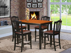 East West Furniture Yarmouth 5 Piece Counter Height Pub Set Includes a Rectangle Dining Room Table and 4 Faux Leather Upholstered Kitchen Chairs, 30x48 Inch, Black & Cherry