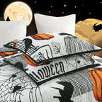 Marcielo 3 Pcs Halloween Themed Quilt Bedspread Set - Cozy And Spooky Pumpkin And Ghost Pattern Me500 (Halloween, King)