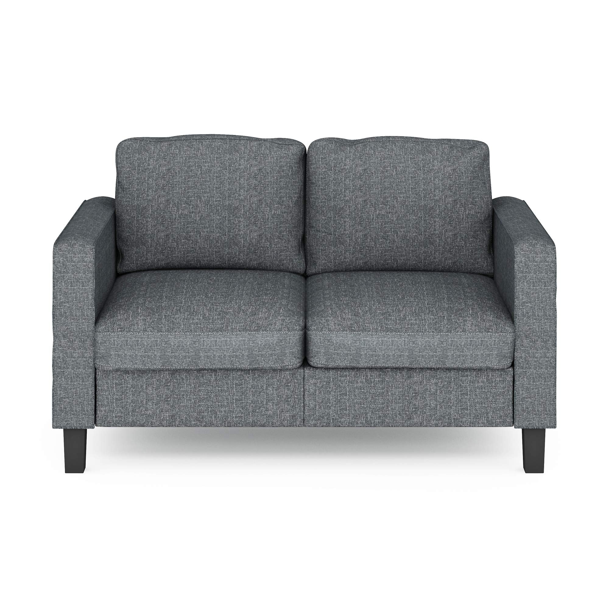 Furinno Bayonne Modern Upholstered Loveseat/Sofa Couch For Living Room, Gunmetal