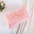Home Brilliant Pink Pillow Covers 12X20 Winter Decorations Plush Fluffy Faux Fur Throw Pillow Case Supersoft Oblong Cushion Cove