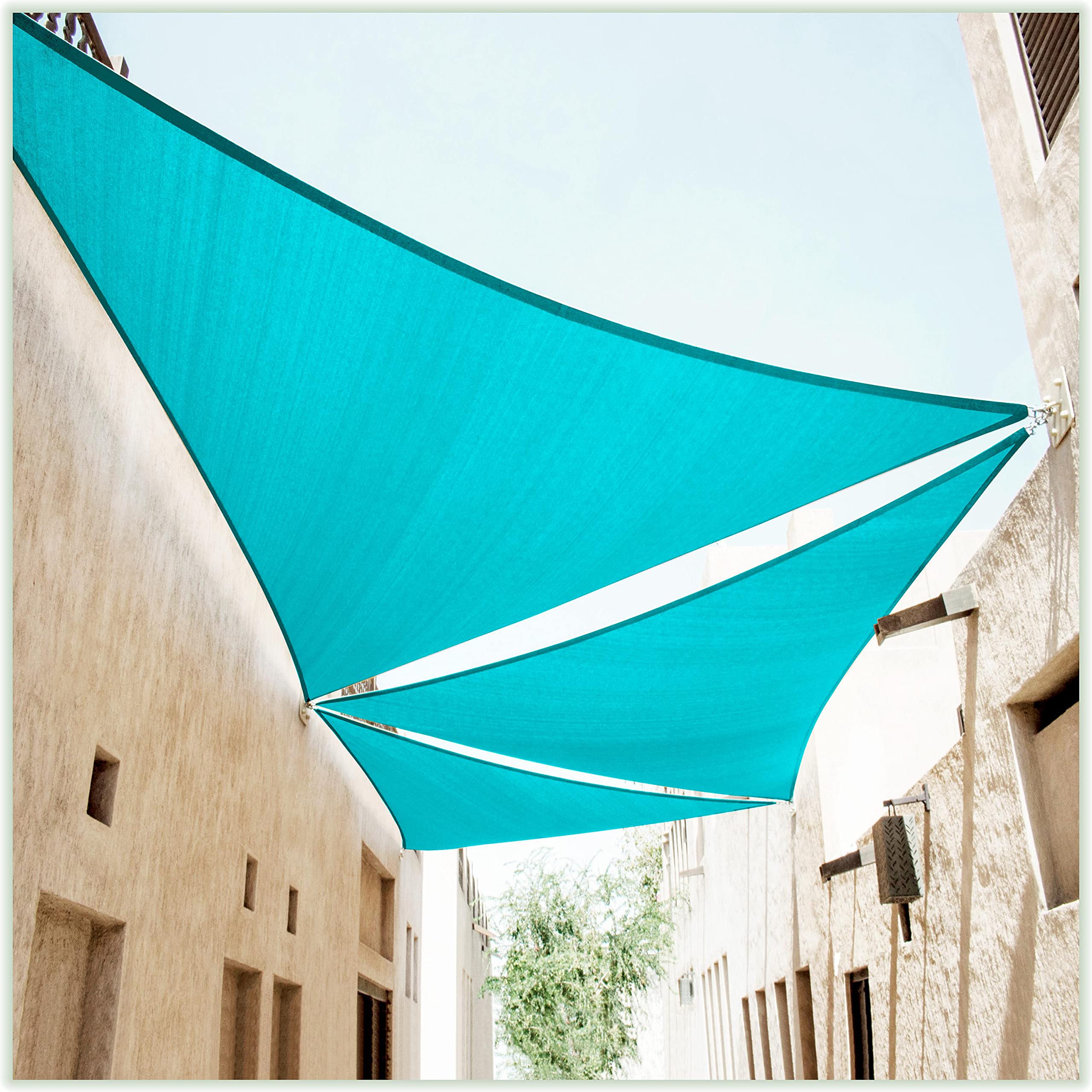 Colourtree 14' X 14' X 19.8' Turquoise Right Triangle Ctapt24 Sun Shade Sail Canopy Mesh Fabric Uv Block Upf50 - Commercial Heav