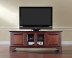 Crosley Furniture Lafayette Tv Stand For 65+ Inch Tvs, Entertainment Center With Adjustable Storage Shelves, Vintage Mahogany