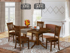 East West Furniture VANC5-ESP-W 5 Piece Dining Room Table Set Includes an Oval Kitchen Table with Butterfly Leaf and 4 Dining Chairs, 40x76 Inch, Espresso