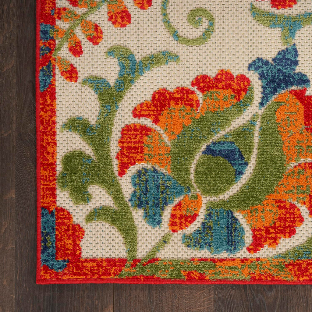Nourison Aloha Indoor/Outdoor Red Multicolor 2' X 6' Area Rug, Easy Cleaning, Non Shedding, Bed Room, Living Room, Dining Room, Backyard, Deck, Patio (2X6)