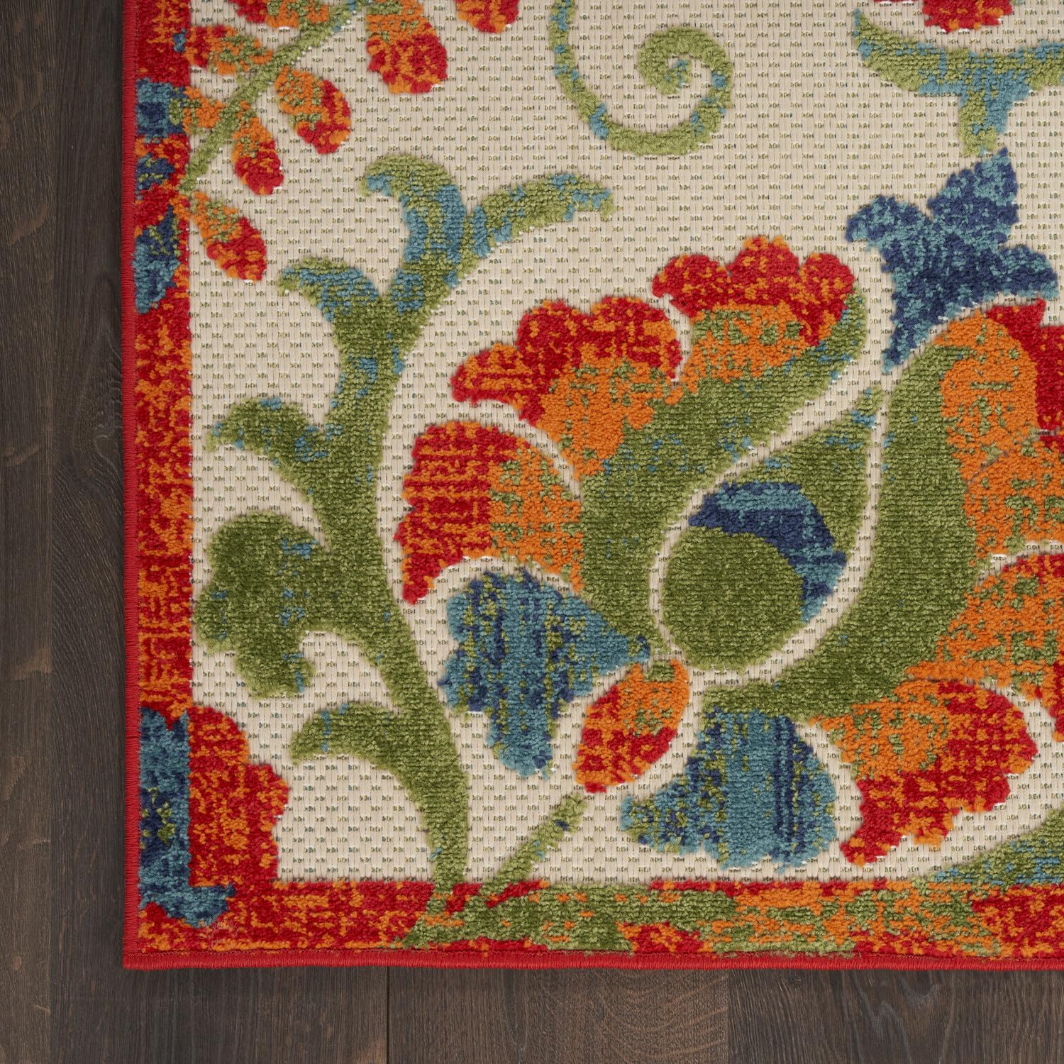 Nourison Aloha Indoor/Outdoor Red Multicolor 2' X 6' Area Rug, Easy Cleaning, Non Shedding, Bed Room, Living Room, Dining Room, Backyard, Deck, Patio (2X6)